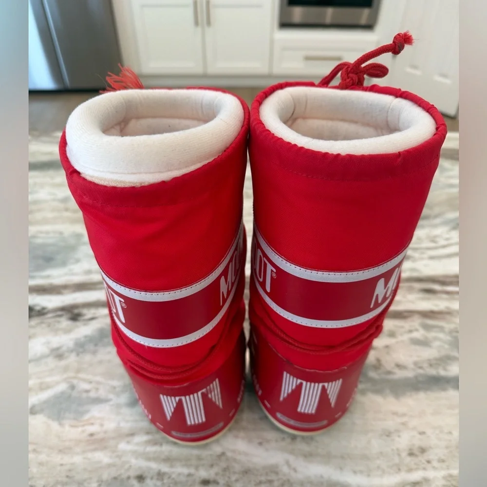 Moon Boot Kids Icon Red Padded Nylon Snow Boots Logo Size 31/34 US 13 - 2.5